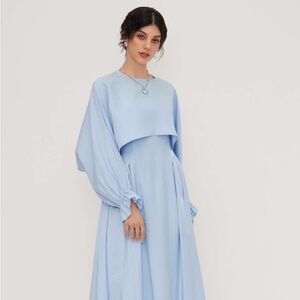 Cider Powder Blue Long Sleeve Maxi Dress
